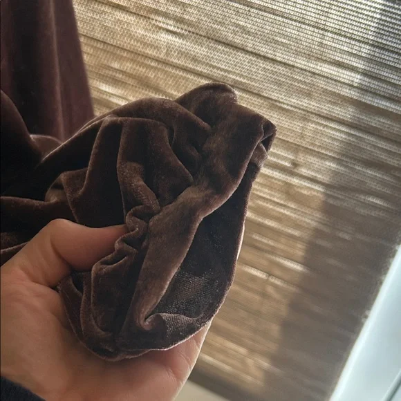 Luxurious Velvet Women's Blouse in Rich Brown - Picture 5 of 10